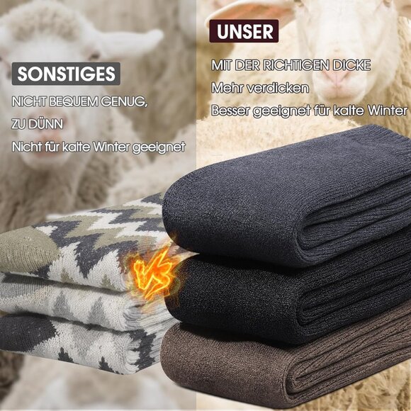 3 Pairs Thermal Socks for Men 6-13, Thick Warm Winter Outdoors Hiking Socks Mens - Picture 4 of 6